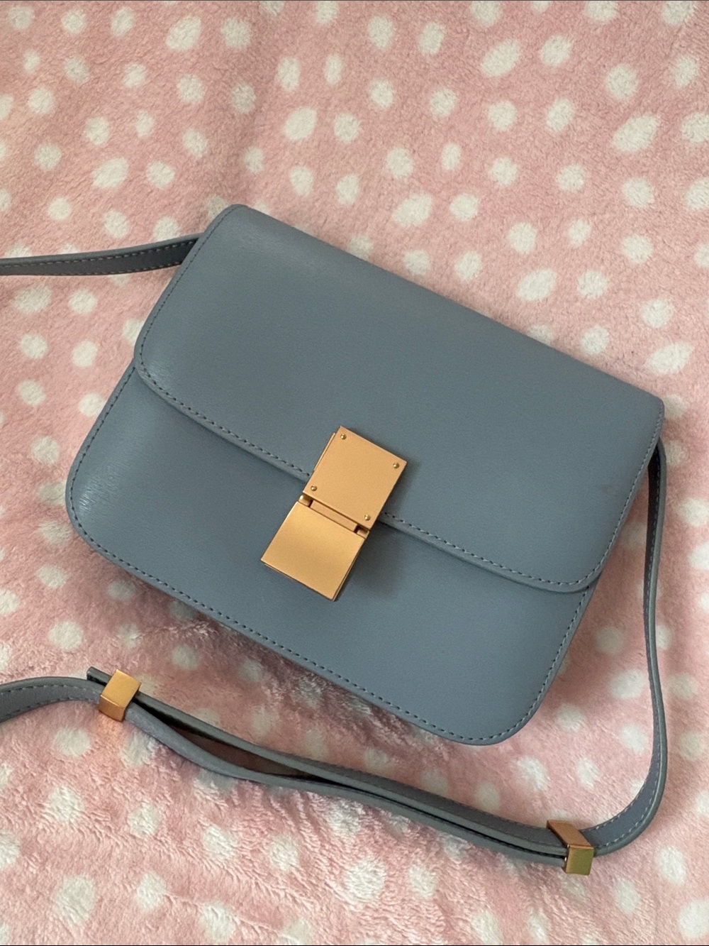 Bobby bag Classic Leather Crossbody Bag in Slate Blue with Gold Hardware